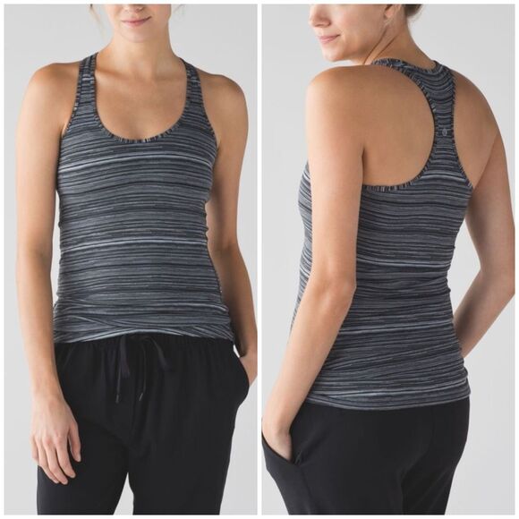 Lululemon Size 8 Cool Racer Back Tank Top Cyber Black - Picture 1 of 7